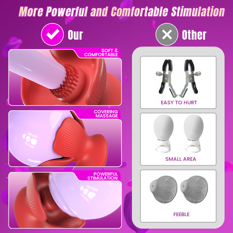 Acmejoy - 10 Pinching 10 Vibrating Nipple Toys Nipple Vibrator Vibrators