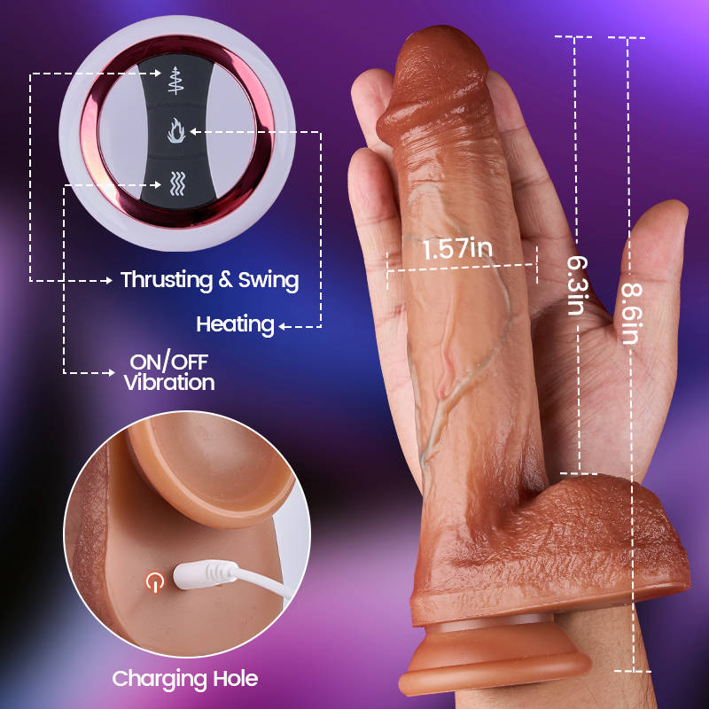 Spartan - 8.6 Inch Bloodshot Thrusting Swinging Heating Dildo Dildos