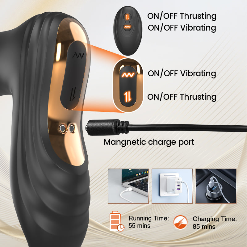 THOR - Best Seller Thrusting Vibrating Solo Male Play Prostate Massager Anal Toys