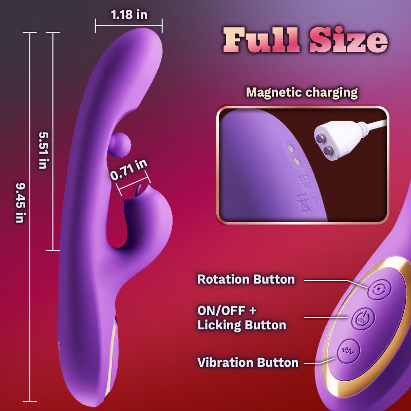 Acmejoy - Tongue Licking Clitoral Stimulator Vibrator With 360° Rotation Rubbing Ball Vibrators