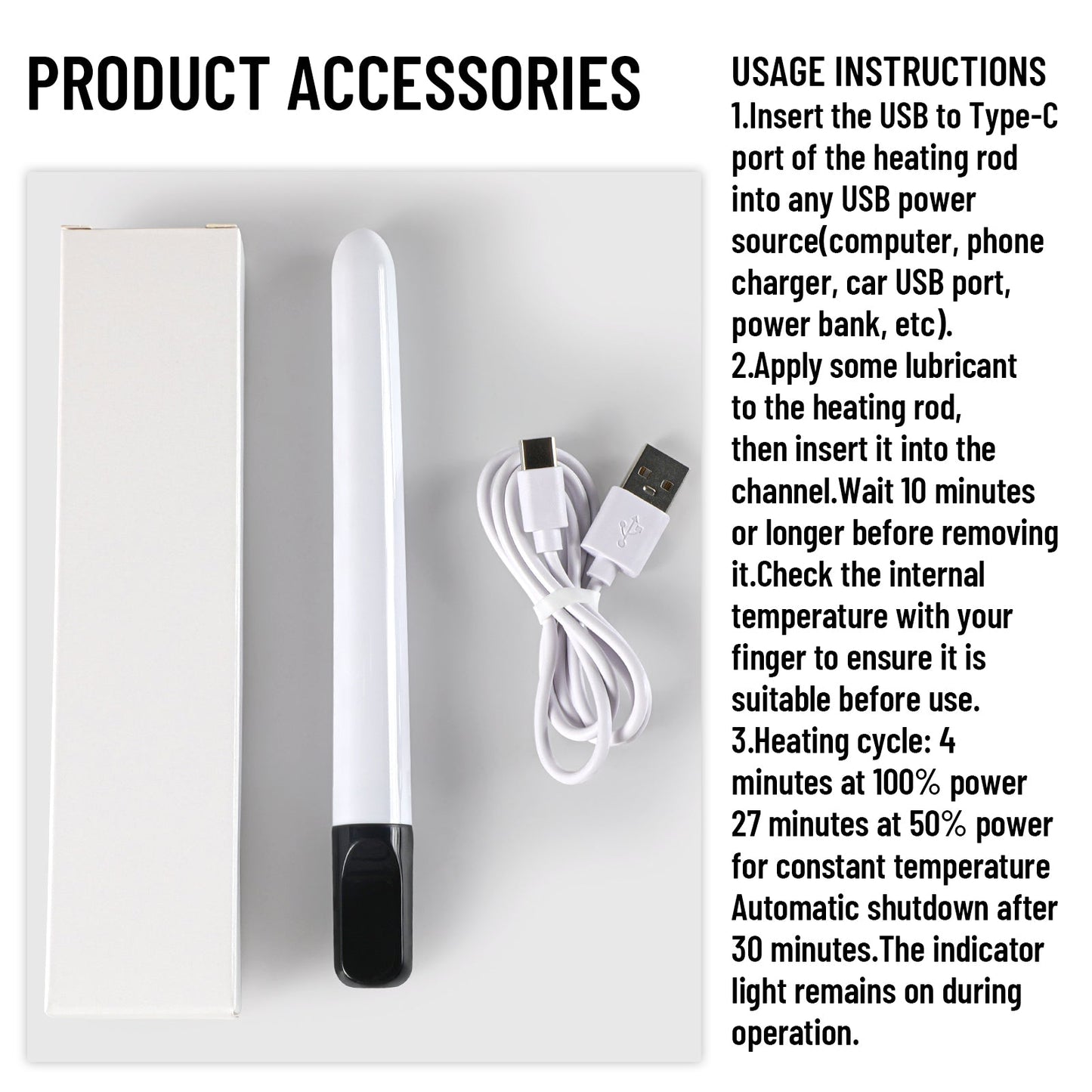 Acmejoy - Heating Rod for Toys with 45°C Smart Temperature Control Lube & Essential