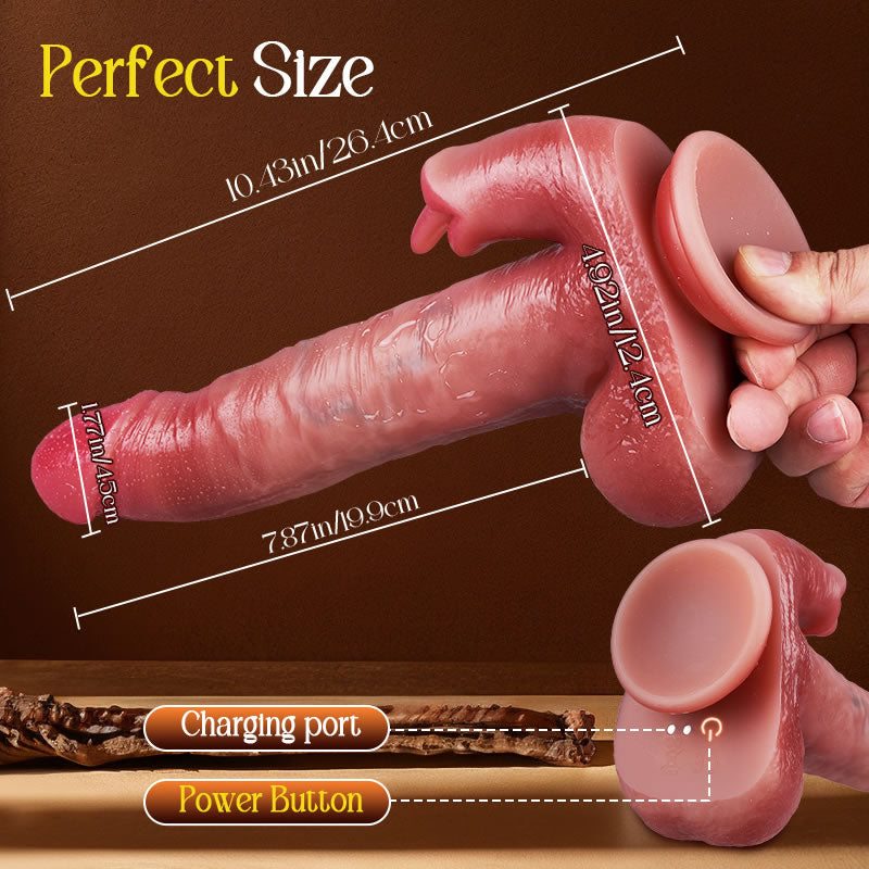 LickMax - UPGRADED 10.43 In Longer Licking Heating Thrusting Swinging Lifelike Dildo Dildos