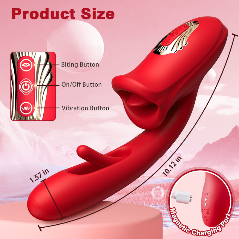 Bisou - Shaped Biting Soother with Vibration & Flapping Vibrators