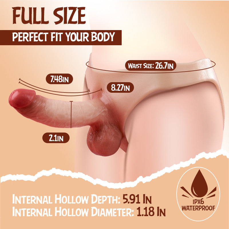 Nolan - Strap-on Dildo Silicone Wearable Hollow Dildos Panties With 7.48'' Realistic Penis Dildos