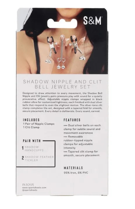 Shadow Bell Adjustable Nipple Clamps with Silver Bells – Nipple Jewelry
