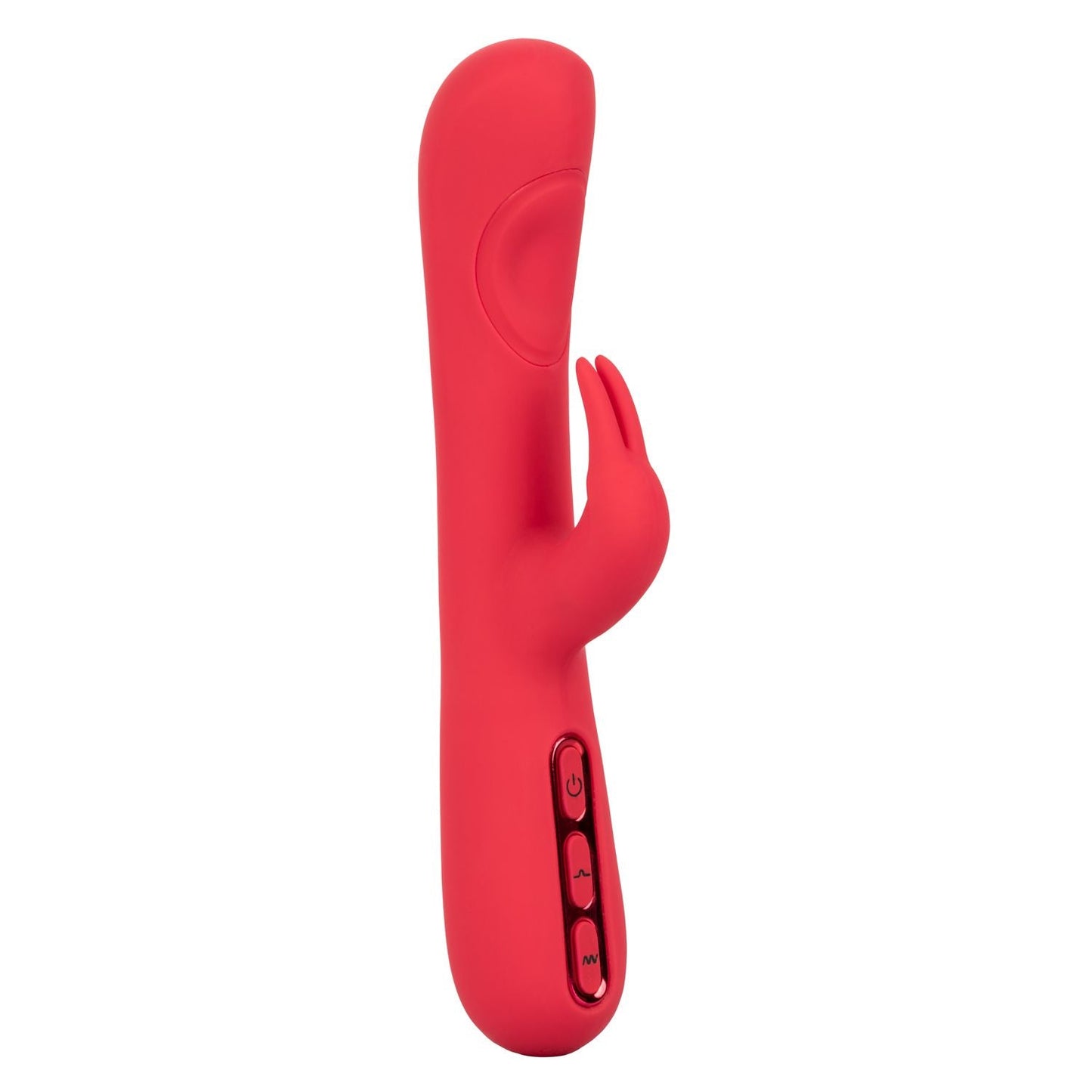 Throb Pulse Red Silicone Rabbit Vibrator with Double Thumping Action and 7 Vibration Functions