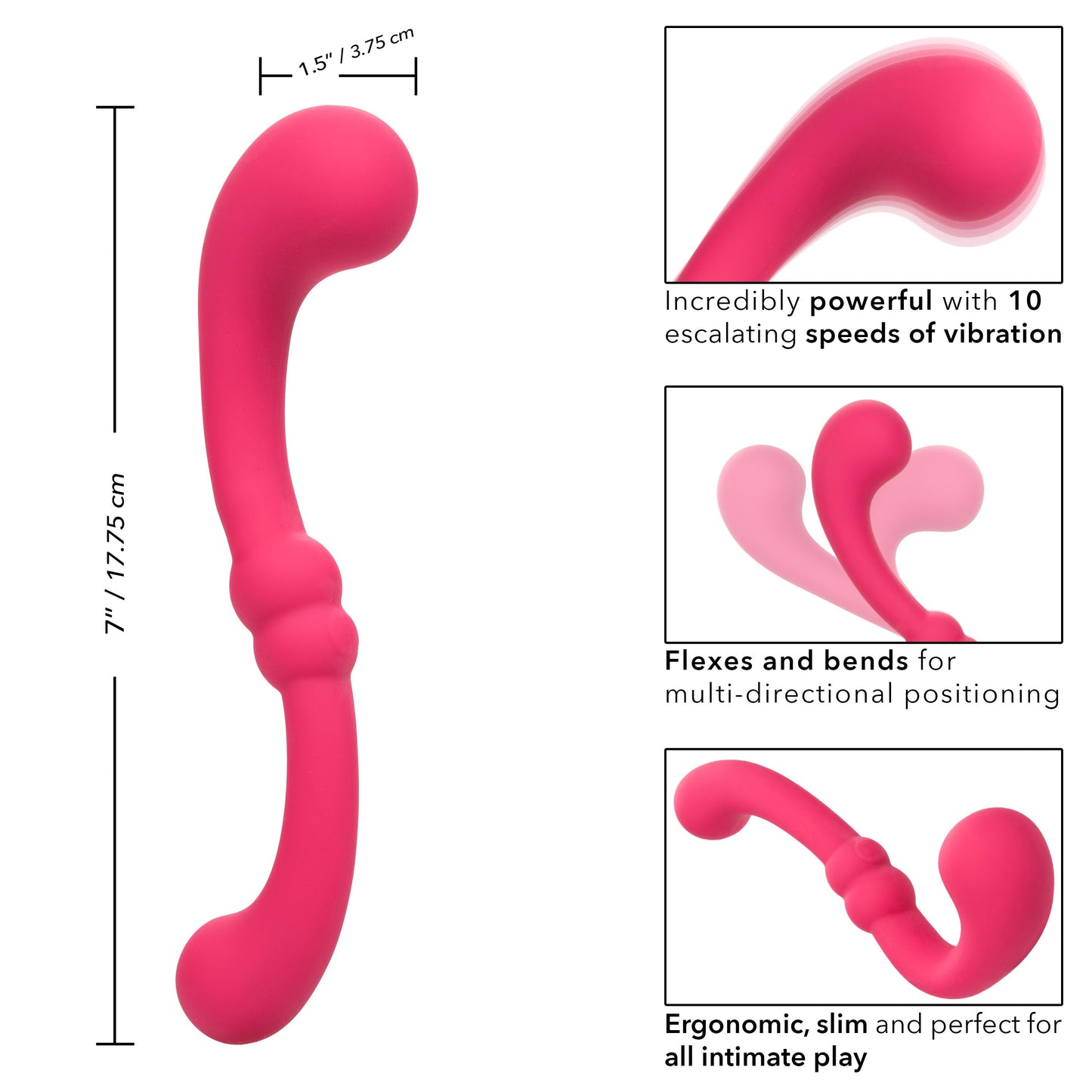 Pretty Little Wands Curvy Slim Pink Silicone Massager with 10 Speeds