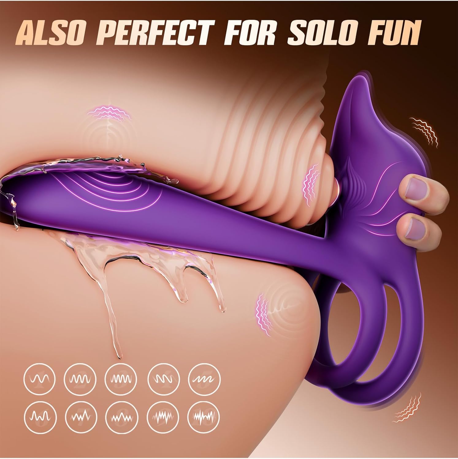 MOOLIGIRL- Fox-Shaped Clitoral Stimulator & 4.6in G Spot Vibrator, 10 Vibrations Mode Penis Rings