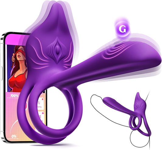 MOOLIGIRL- Fox-Shaped Clitoral Stimulator & 4.6in G Spot Vibrator, 10 Vibrations Mode Penis Rings