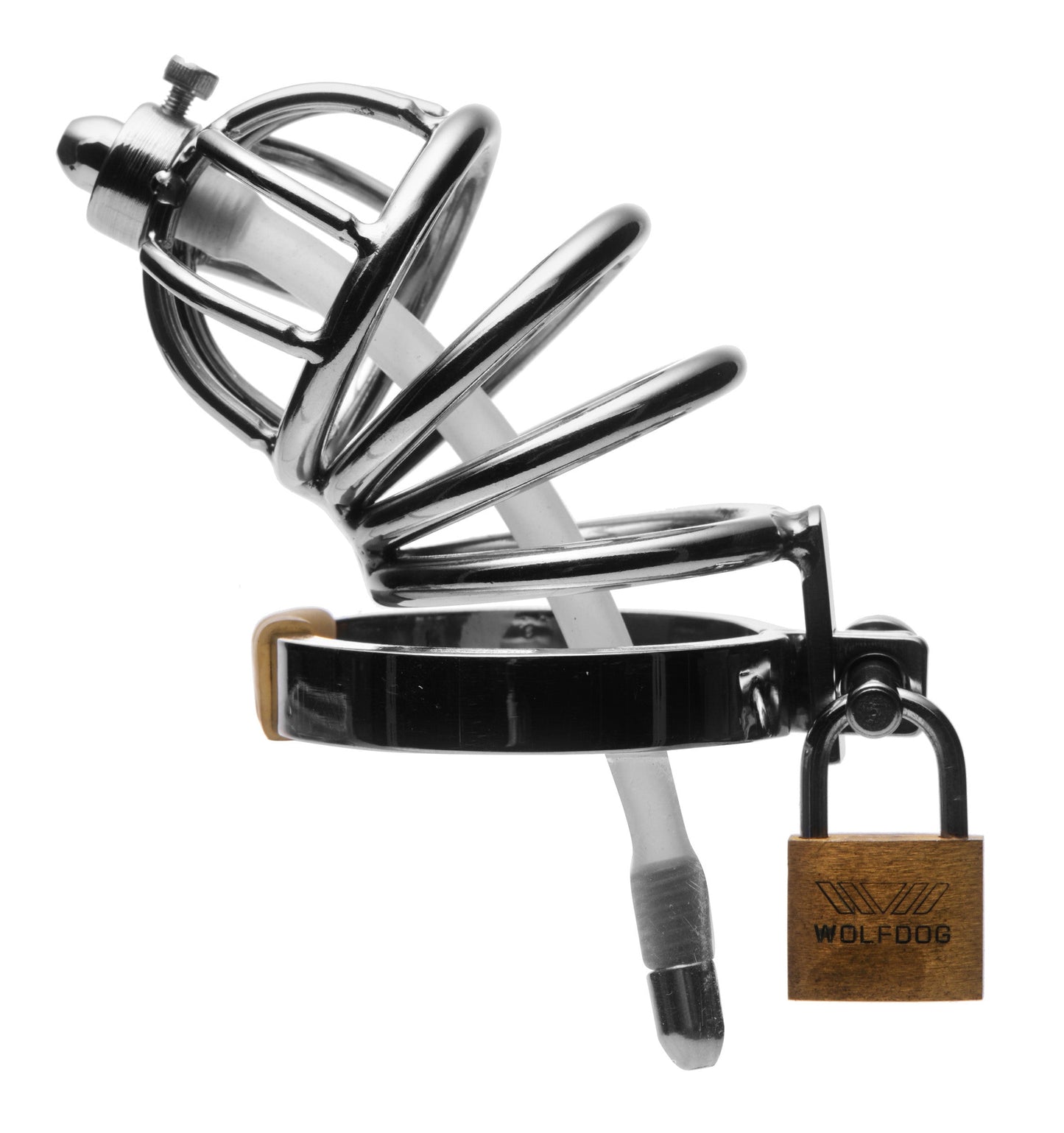 Stainless Steel Chastity Cage With Removable Silicone Urethral Plug – Penis Plug