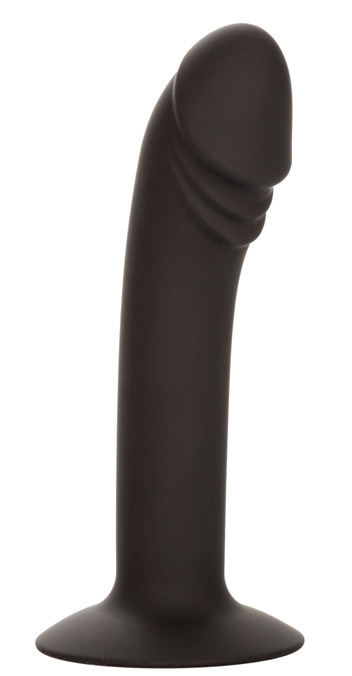 CalExotics Silicone Curved Anal Stud Black Smooth Silicone with Suction Cup Base 5 Inch