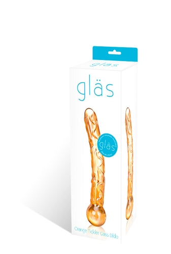 Glas 7.5 Inch Orange Tickler Textured Glass Dildo with Easy Grip Base
