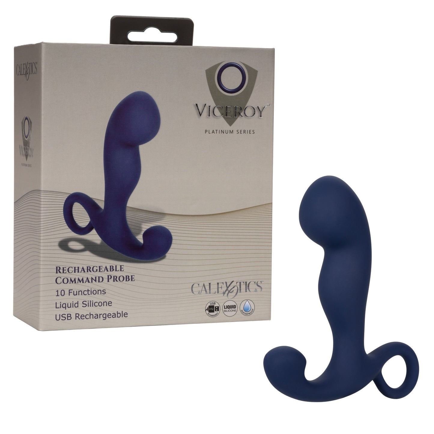 Viceroy Command Probe Blue Liquid Silicone with 10 Vibration Functions