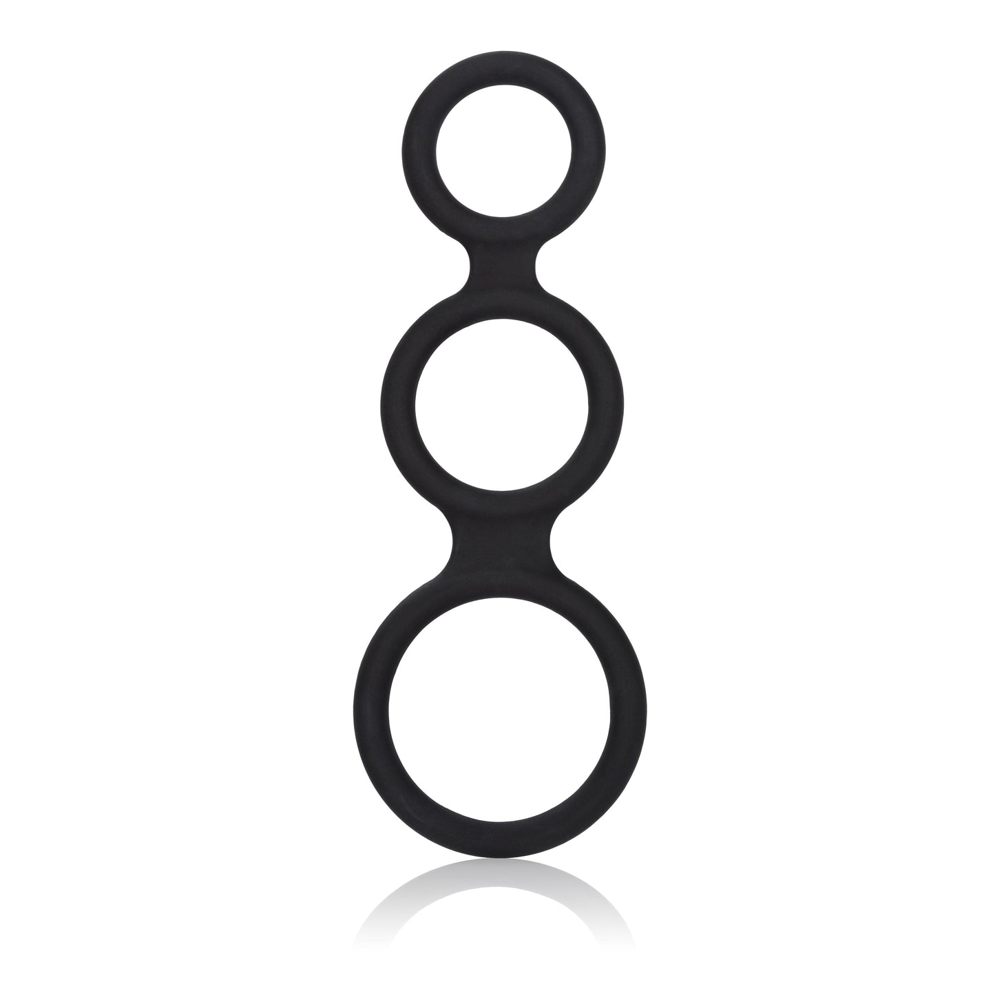 Maximizer Enhancer Triple Silicone Ring Set Black with 2 Inch Base, 1.5 Inch Scrotum, and 1.25 Inch Shaft Rings