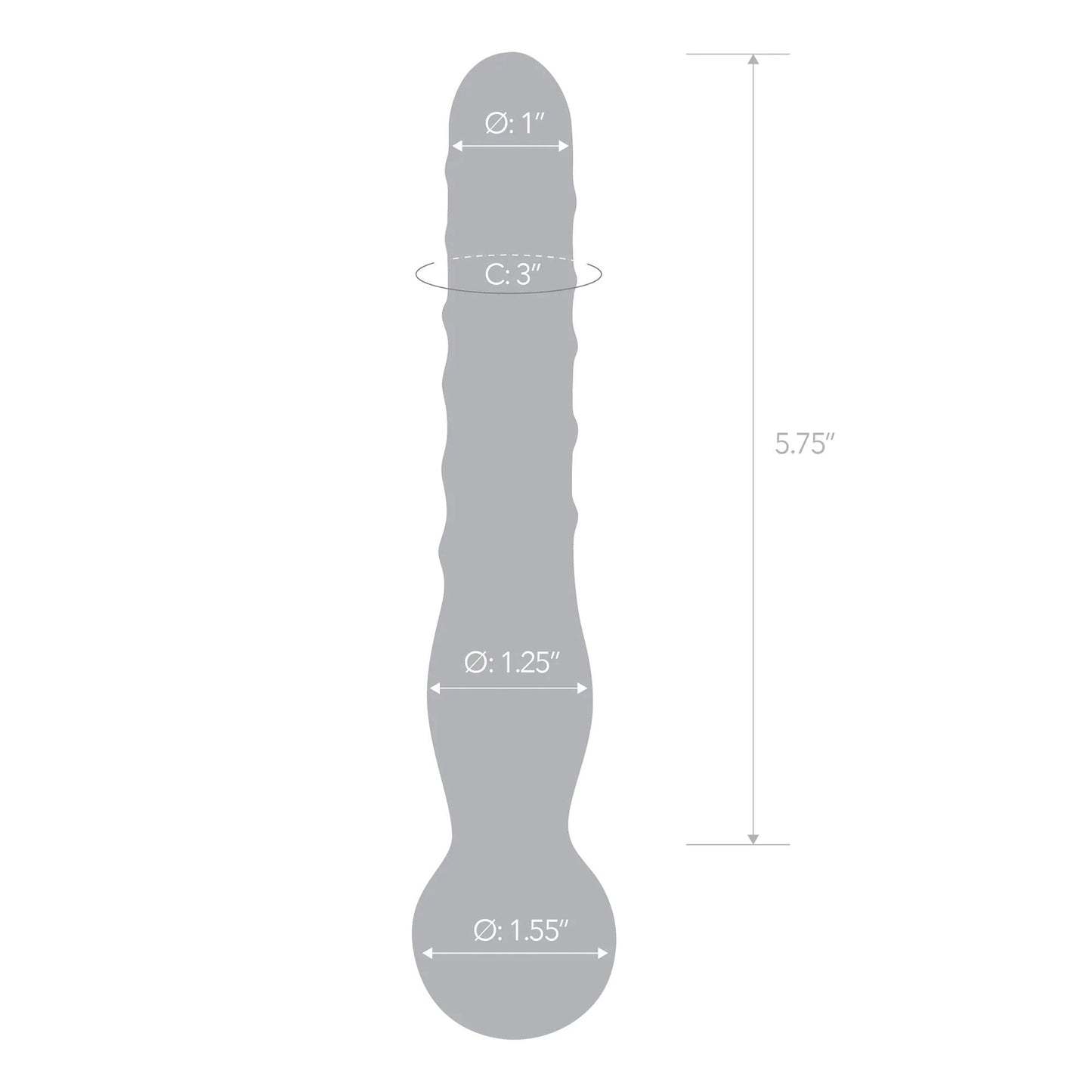 Glas 8 Inch Joystick Clear Glass Dildo Spiral and Bulbous Ends Hypoallergenic Sex Toy