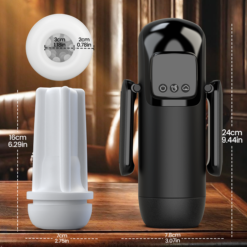 Phantom - 7 Suctions 7 Vibrations Dual Handles Large Granule Channel Texture Male Stroker Masturbation Cup