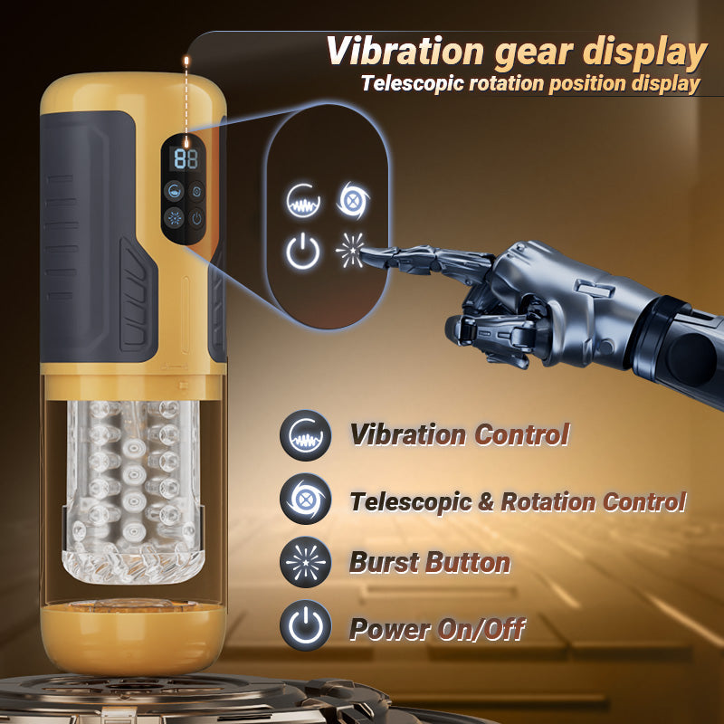 CREAMPIE - 5 IN 1 Licking Massage Thrust Rotation Vibrating Burst Stroker Masturbation Cup