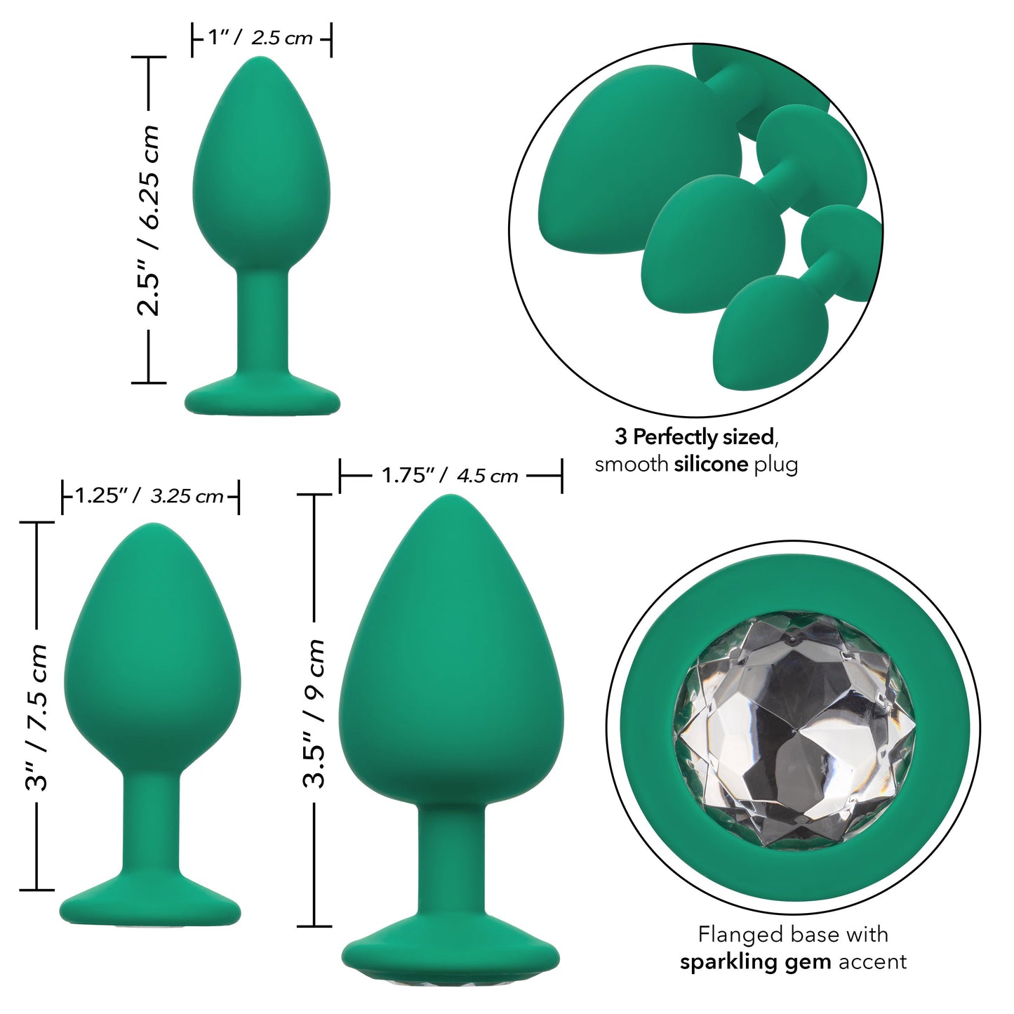 Cheeky Gems Three-Piece Set – Graduated Anal Plugs Set