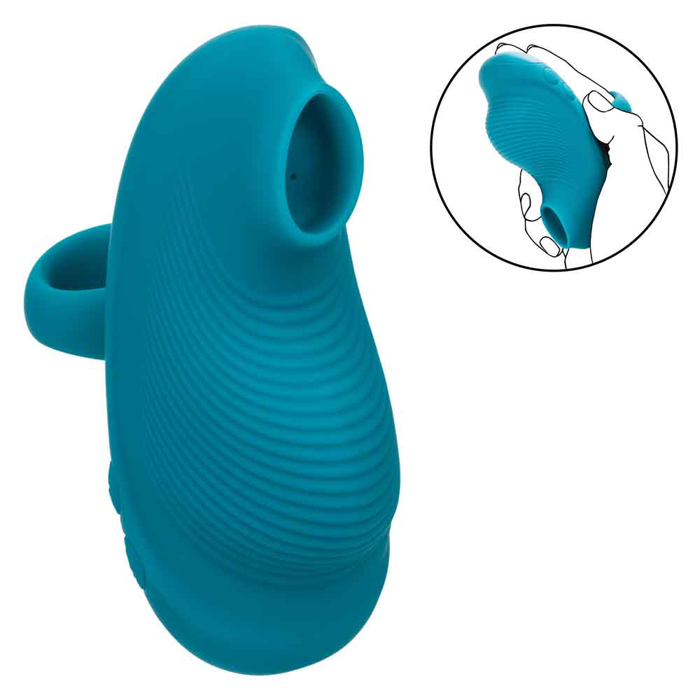 Envy™ Handheld Suction Massager in Teal Blue with 3 Suction Speeds and 7 Vibration Functions