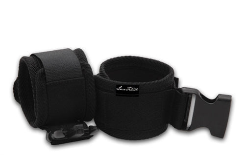 Lux Fetish G Spot Pal Black Adjustable Ankle Cuffs with Satin Blindfold