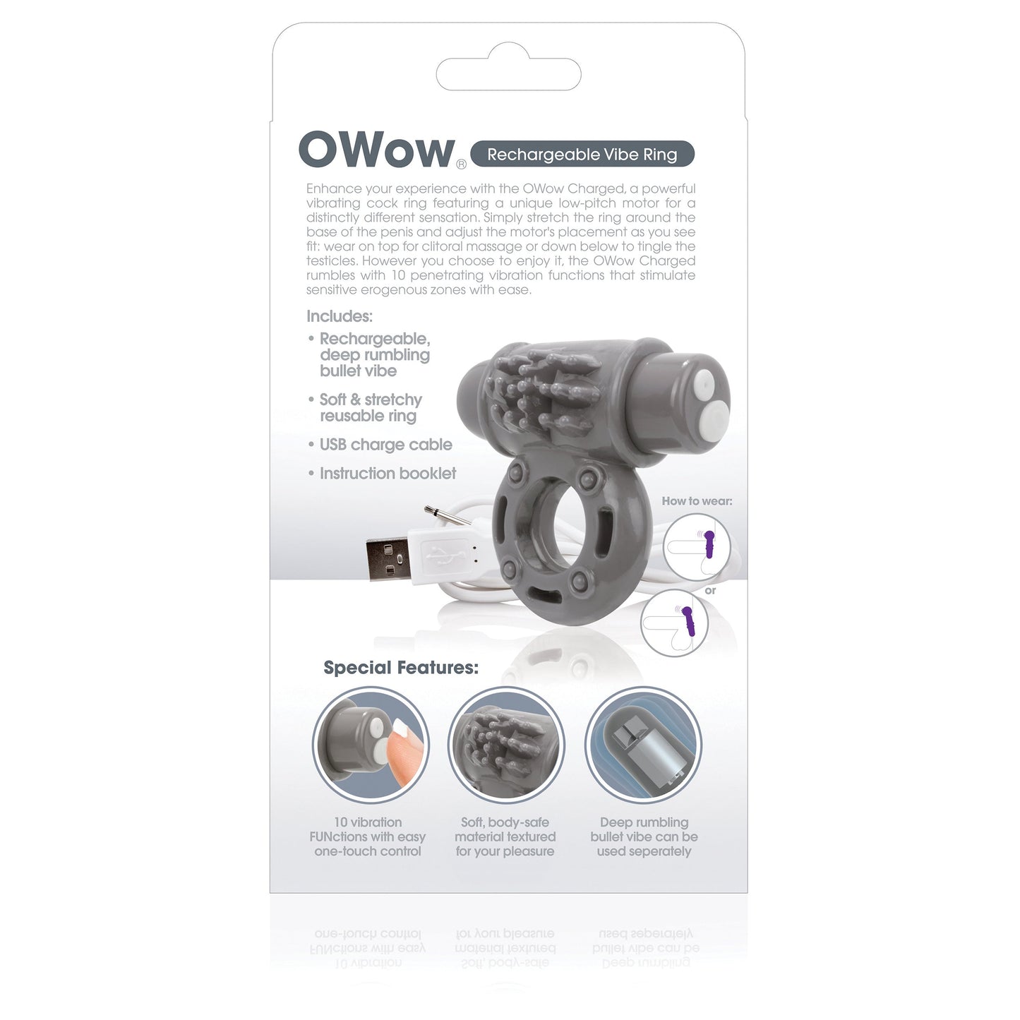O Wow Ring – Rechargeable Vibrating Cock Ring with 10 Vibration Functions