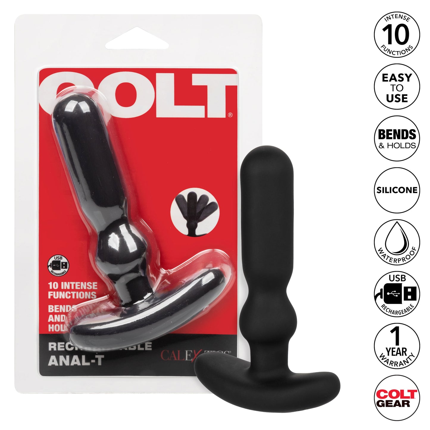 Colt Anal-T Black Flexible Vibrating Probe with 10 Intense Functions