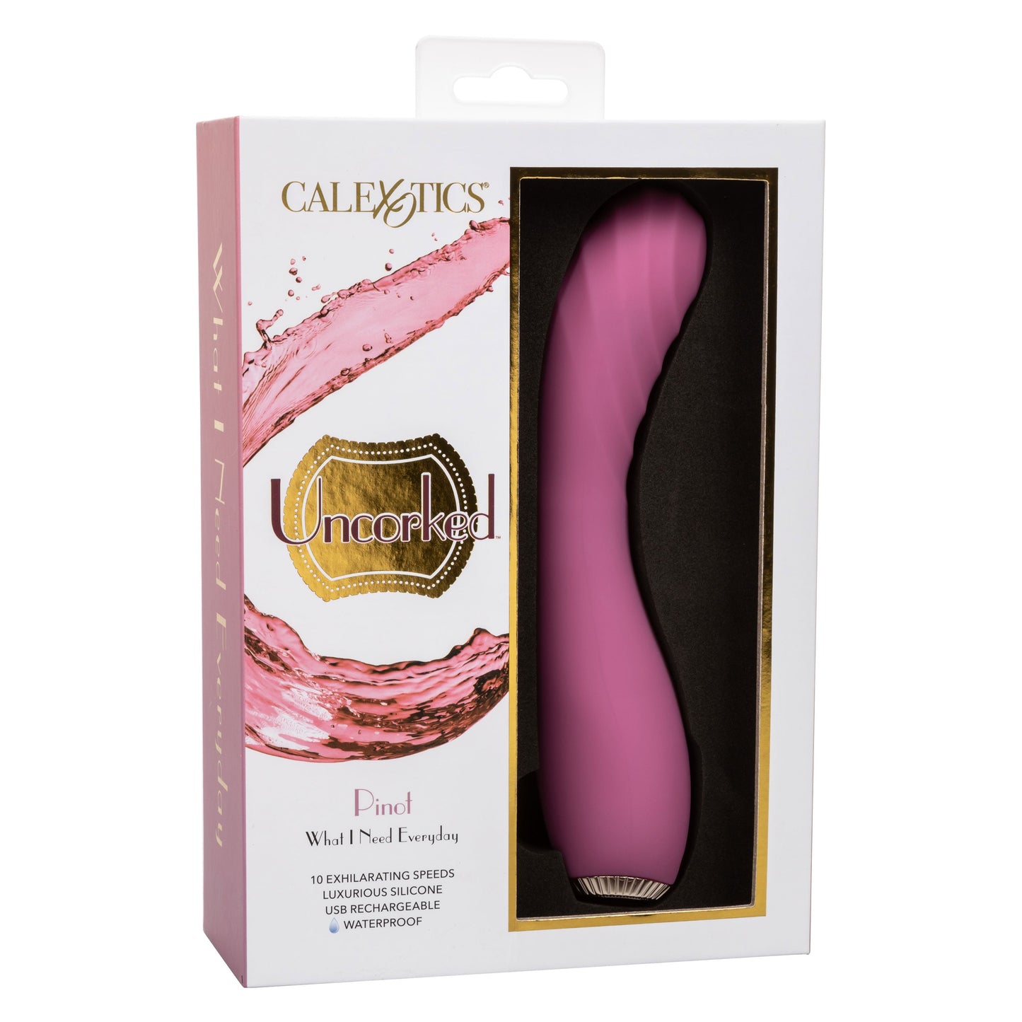 Uncorked Pinot Pink Silicone Massager with 10 Speeds and Rechargeable