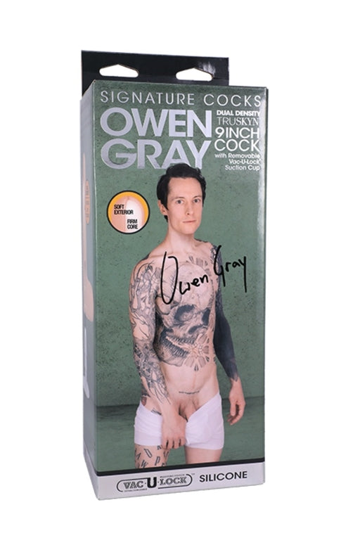 Signature Cocks Owen Gray 9 Inch Cock with Removable Vac-U-Lock Suction Cup and Dual Density TRUSKYN Material