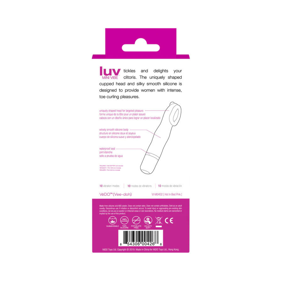Luv Mini Vibe Hot in Bed Pink Clitoral Massager Toy Compact