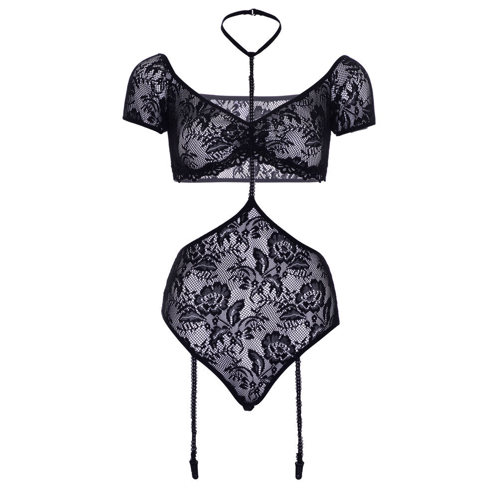 Leg Avenue Lace Bandeau and Teddy Set – 2 Piece Lingerie Set