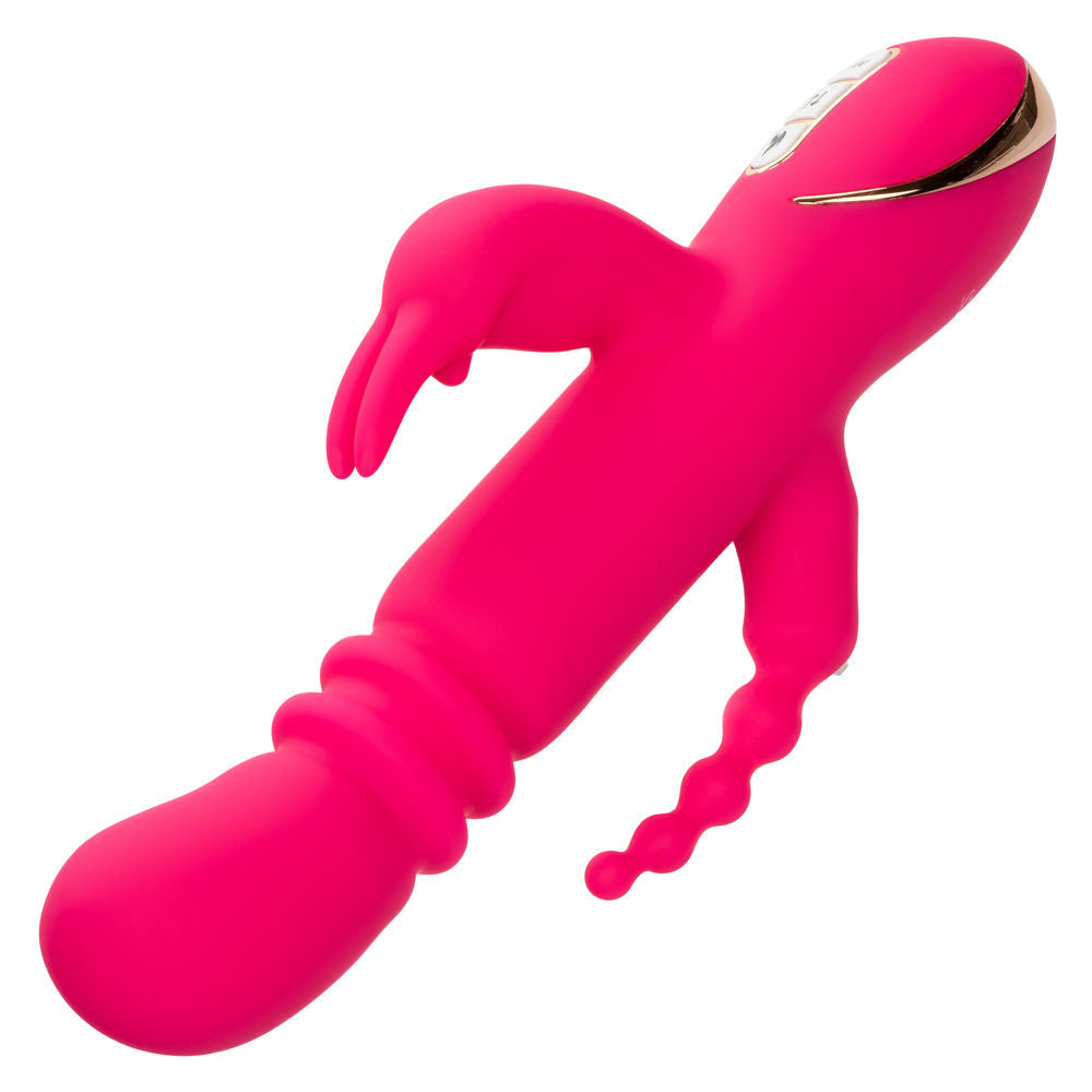 Jack Rabbit Signature Heated Silicone Triple Fantasy Rabbit Vibrator Pink