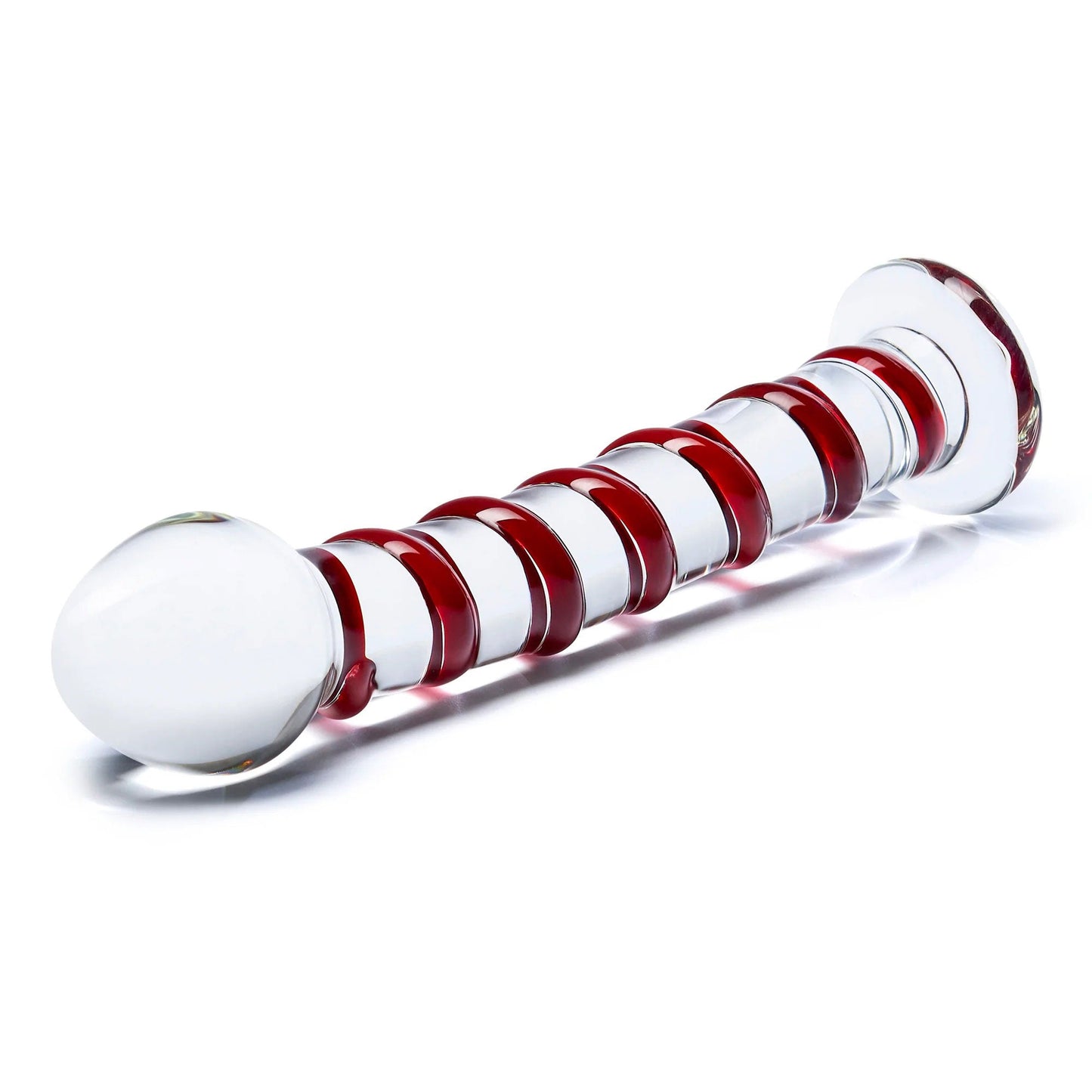 Glas 8 Inch Mr Swirly Spiral Red and Clear Glass Dildo