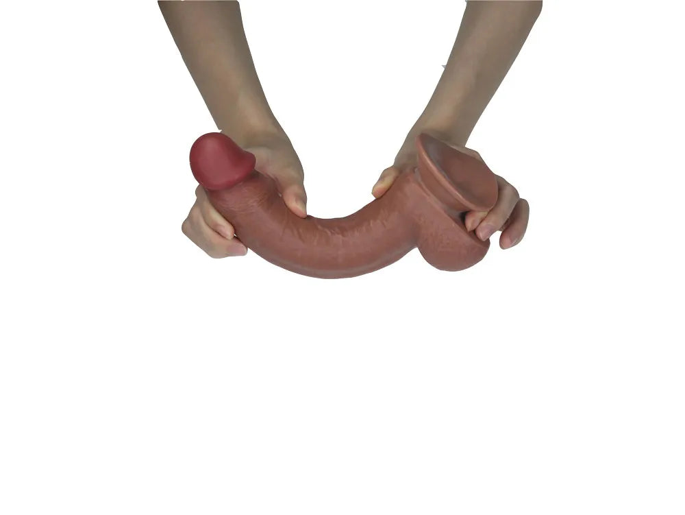 Real Skin 9 Inch Dual Layer Sliding Skin Dildo