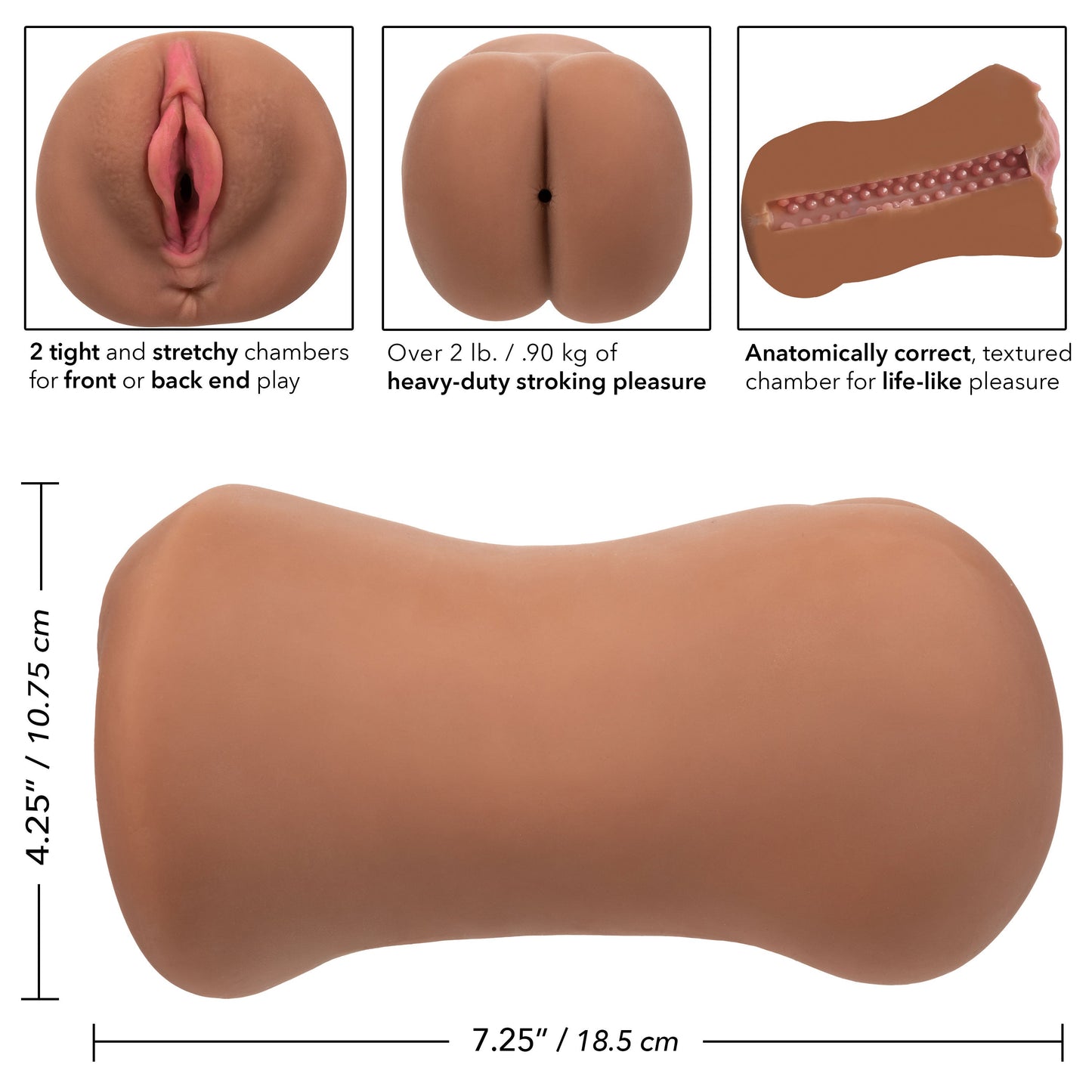Stroke It Dual Entry Pussy and Ass Stroker Sleeve – Brown