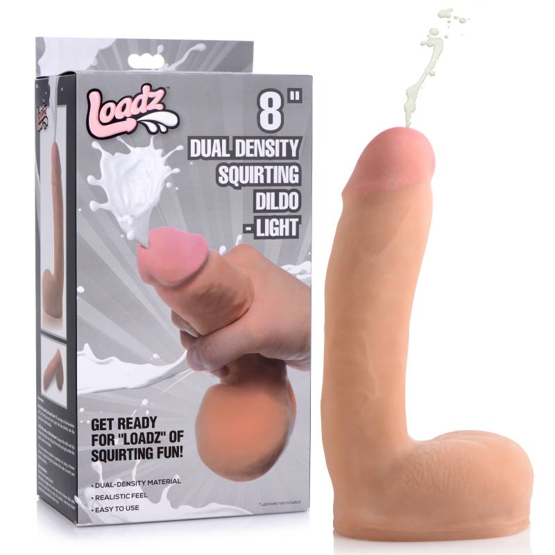 8in Dual Density Squirting Dildo w Balls Reservoir - Realistic Feel