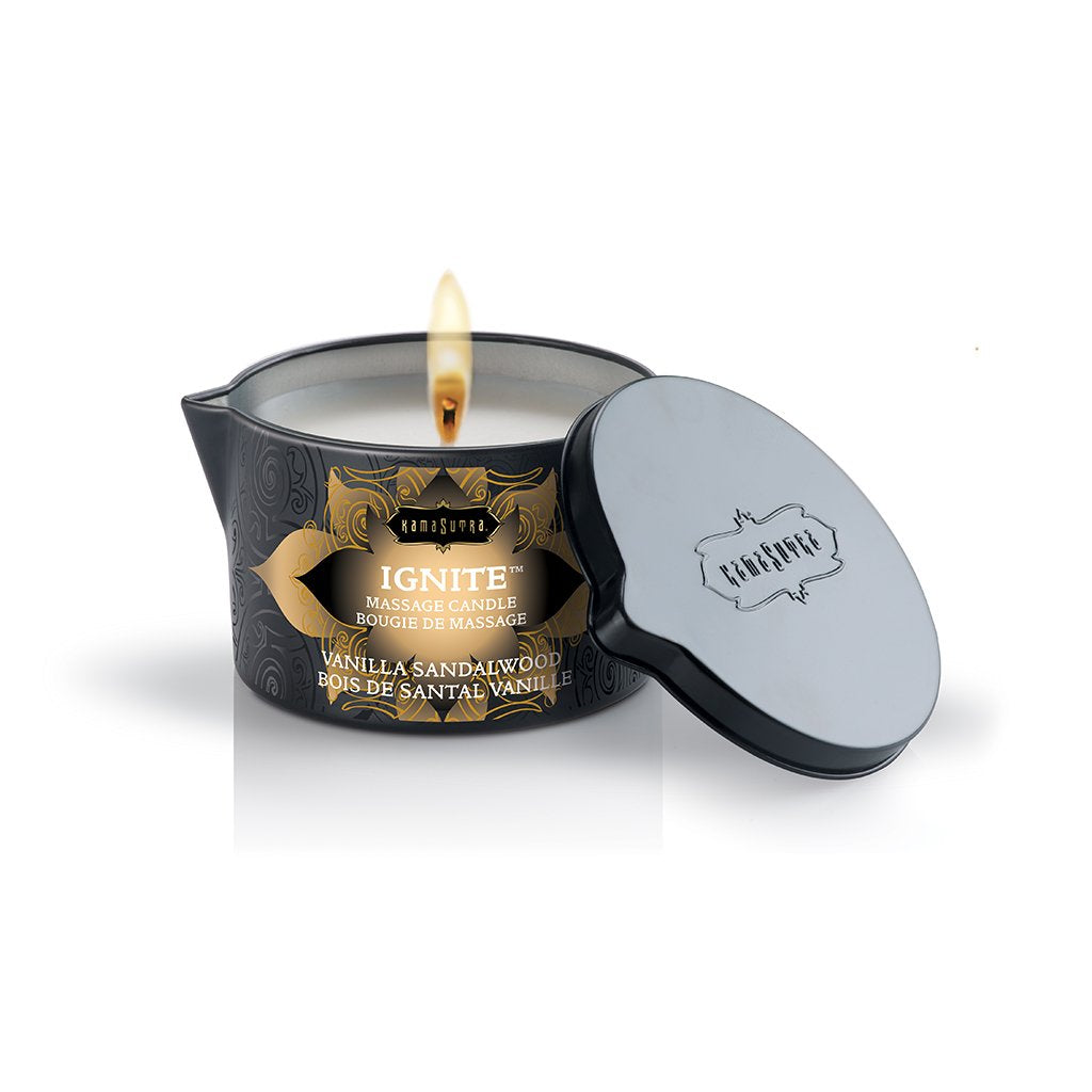 Ignite Vanilla Sandalwood Massage Candle with Coconut Oil 6 Oz