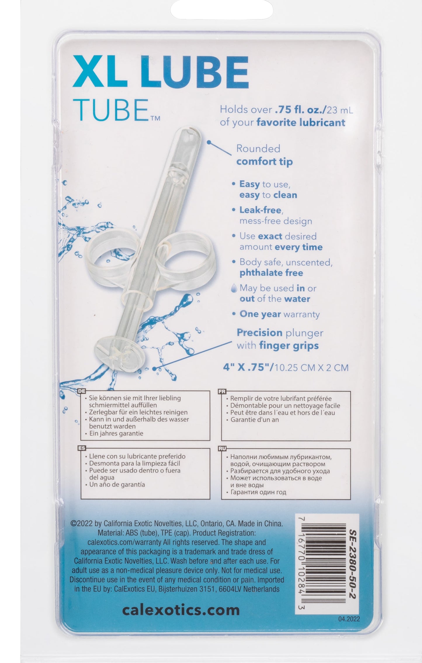 XL Lube Tube Clear Reusable Lubricant Dispensing Tube