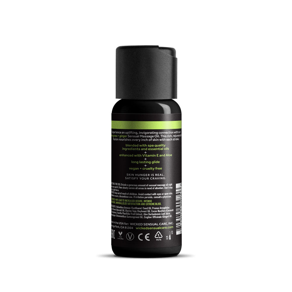 Wicked Sensual Massage Oil 120ml - Lemongrass and Ginger Scented