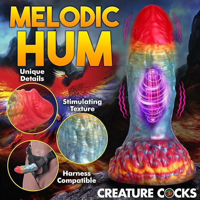 Creature Cocks Rainbow Phoenix Remote Vibrating 6.8" Silicone Dildo