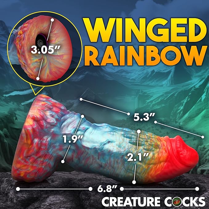 Creature Cocks Rainbow Phoenix Remote Vibrating 6.8" Silicone Dildo