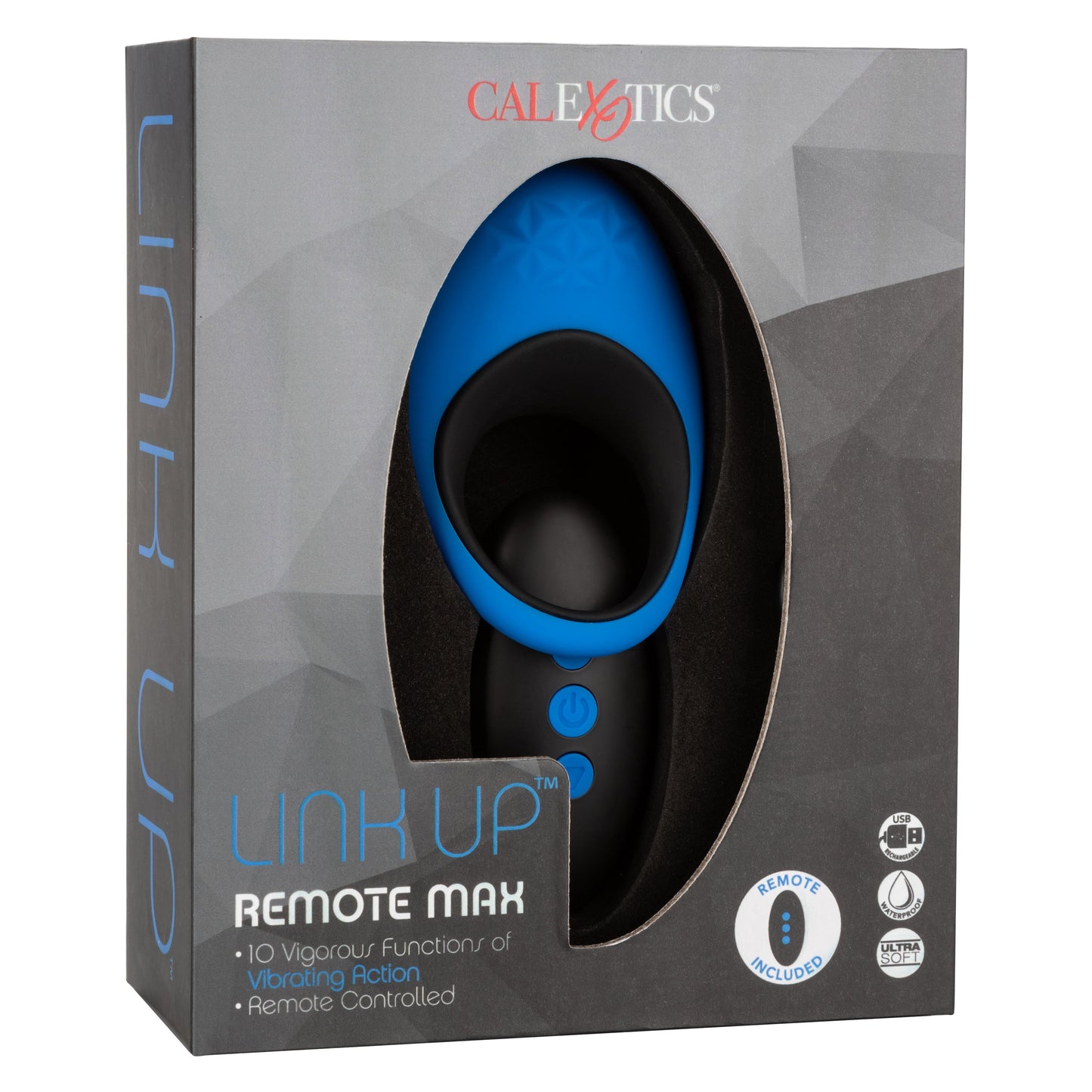 Link Up Remote Max Dual Stimulating Vibrating Silicone Ring With Remote Control Blue
