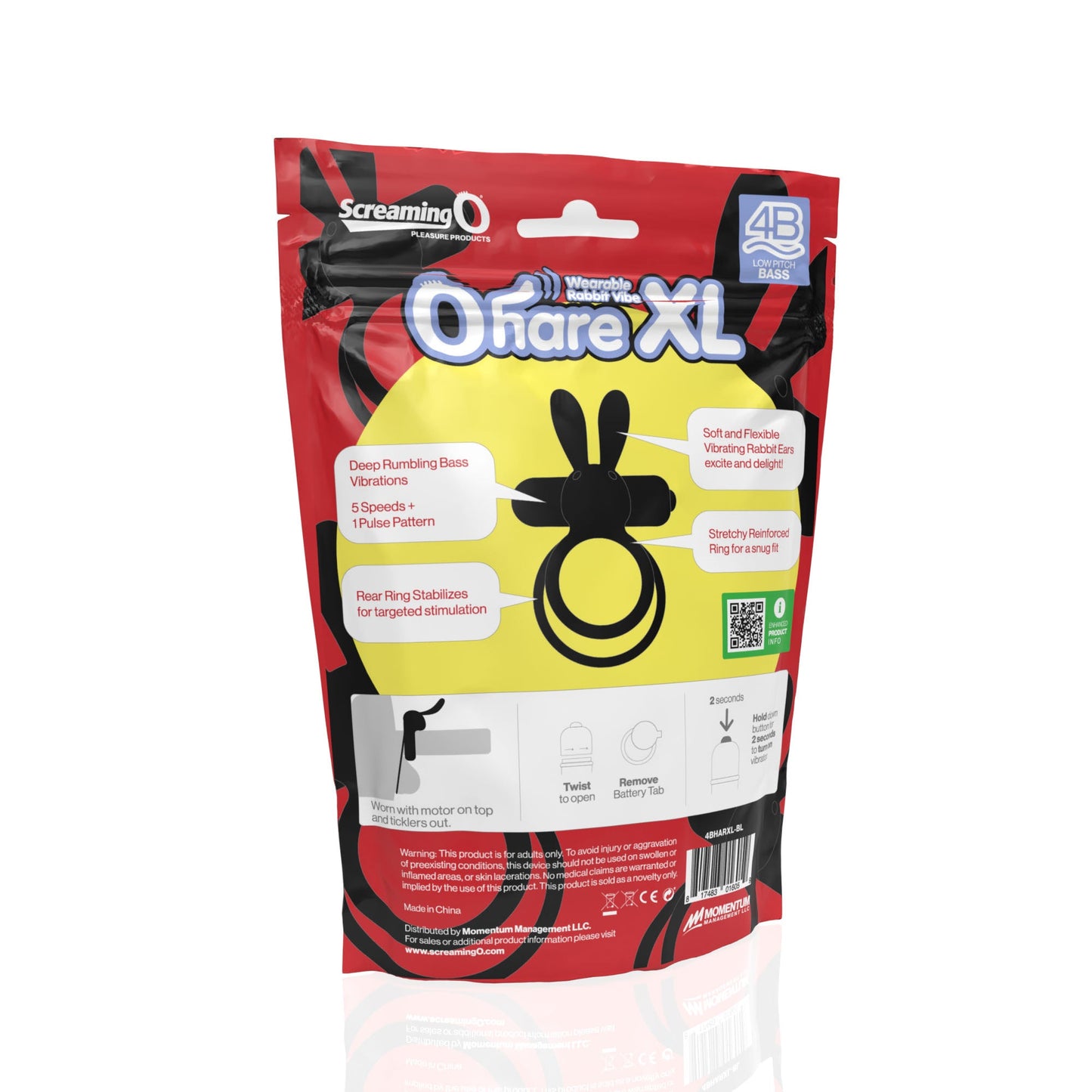Screaming O 4B Ohare XL Black – Powerful Deep Rumbling Vibrations