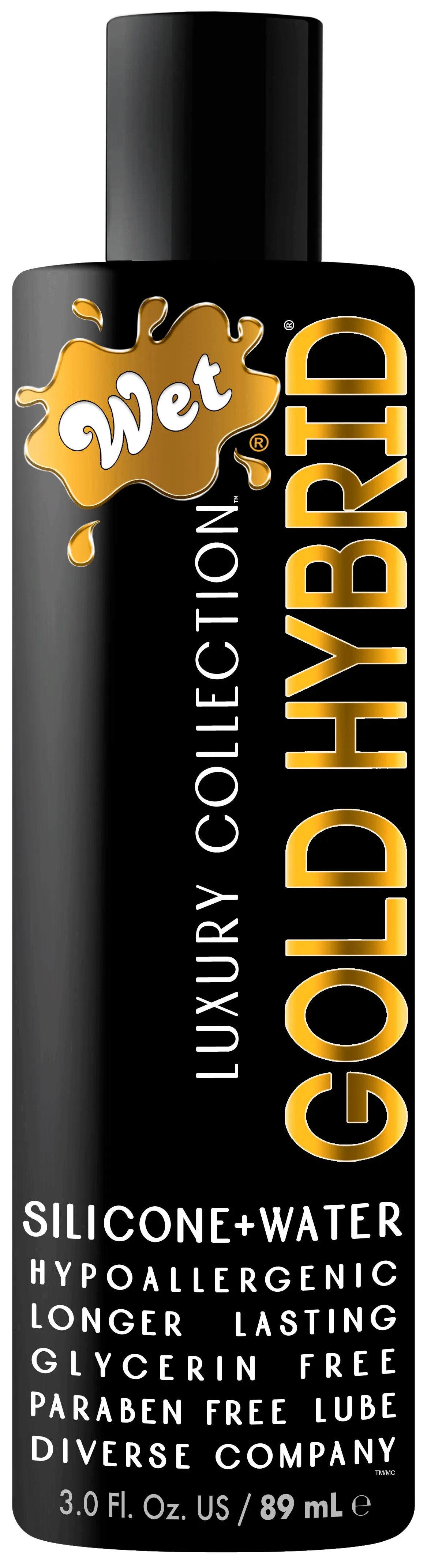 Wet Gold Hybrid Water Silicone Blend – Hypoallergenic Long-Lasting Lubricant 3.1 Fl Oz