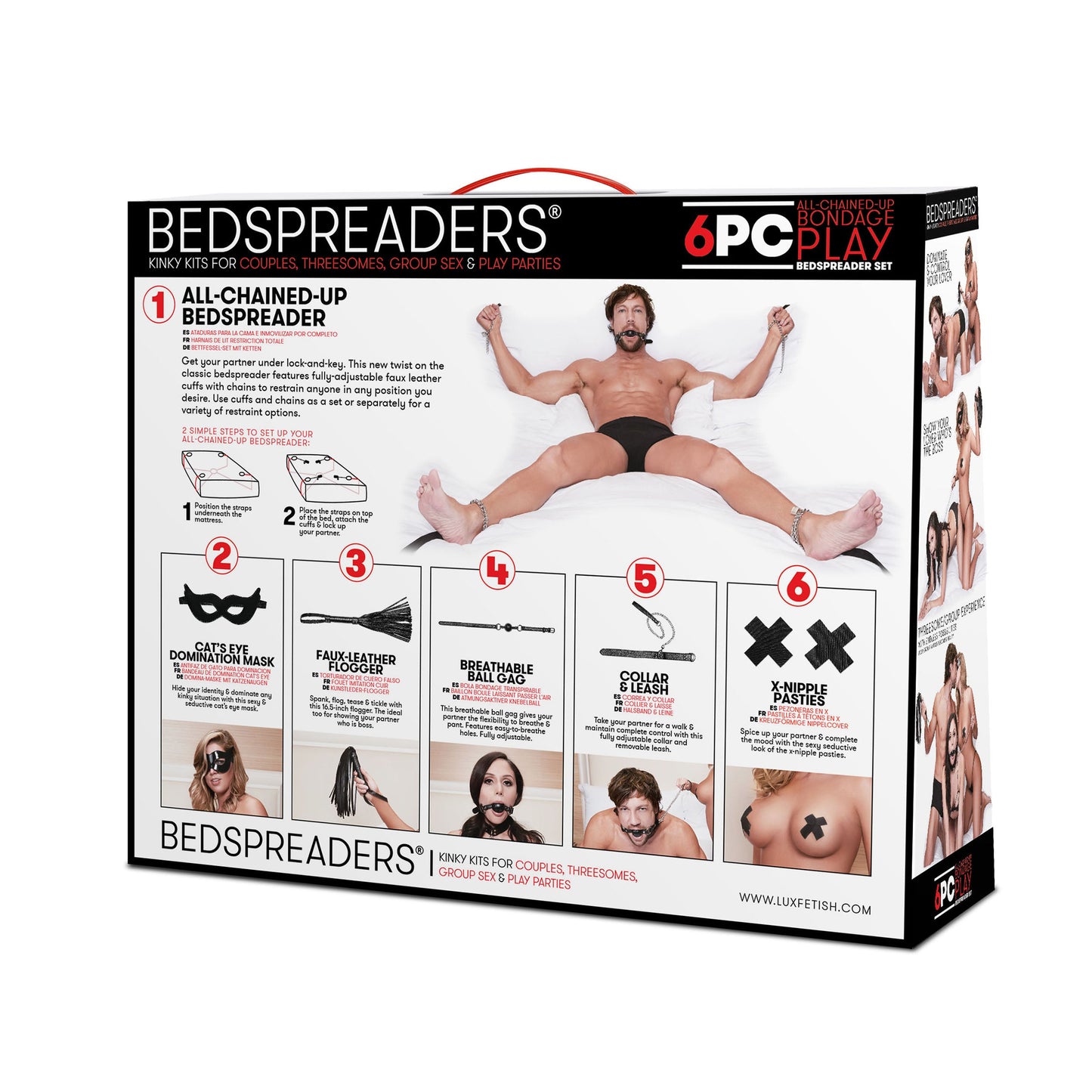Lux Fetish Master-Slave Domination Chain-Me-Up 6PC Black Bedspreaders Set