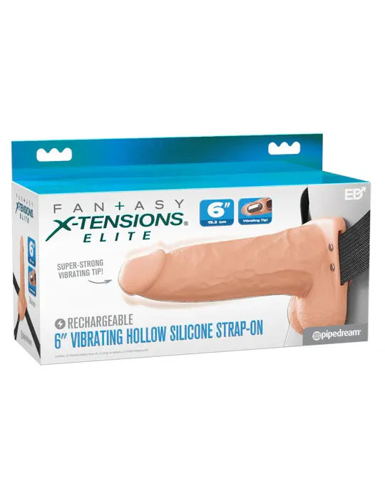Fantasy X-Tensions Elite (Light) – 6 Inch Vibrating Hollow Silicone Strap-On