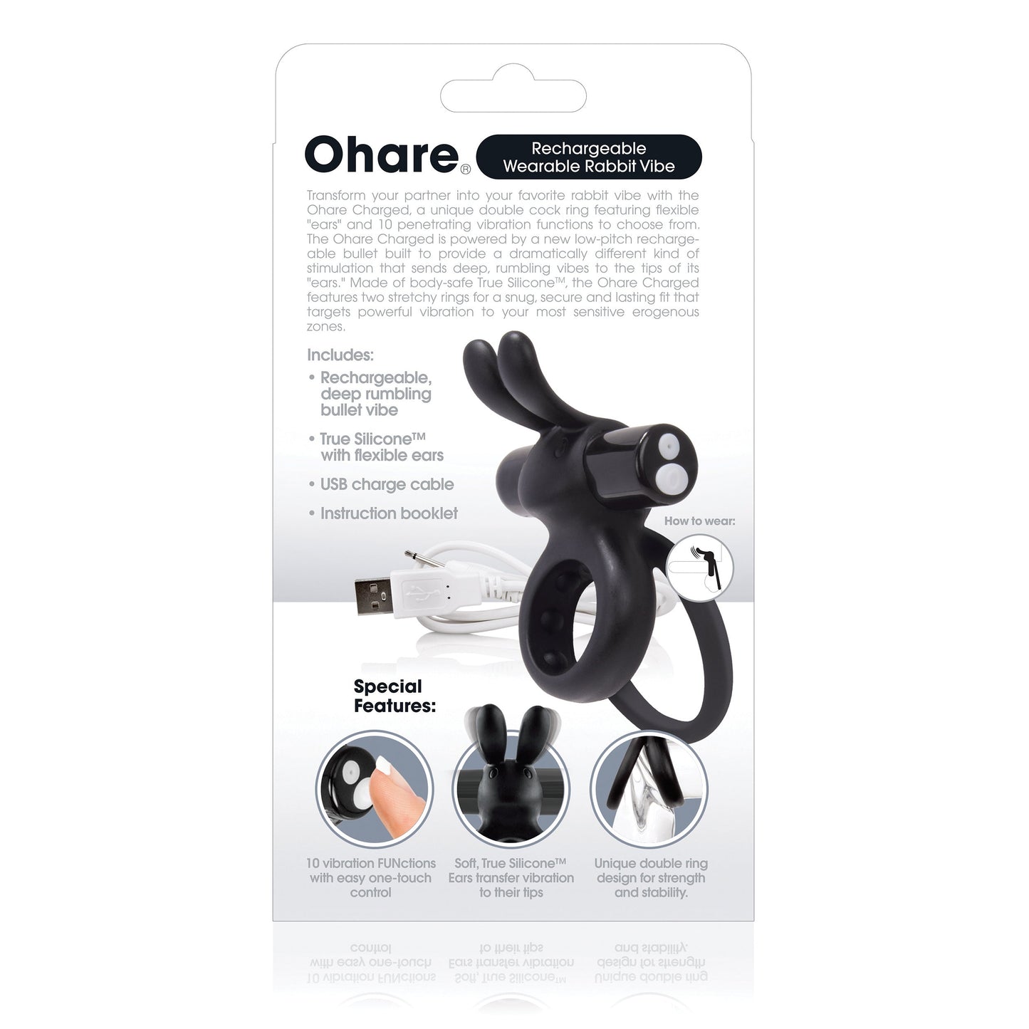 Charged Ohare – Rechargeable Double Cock Ring Rabbit Vibrator