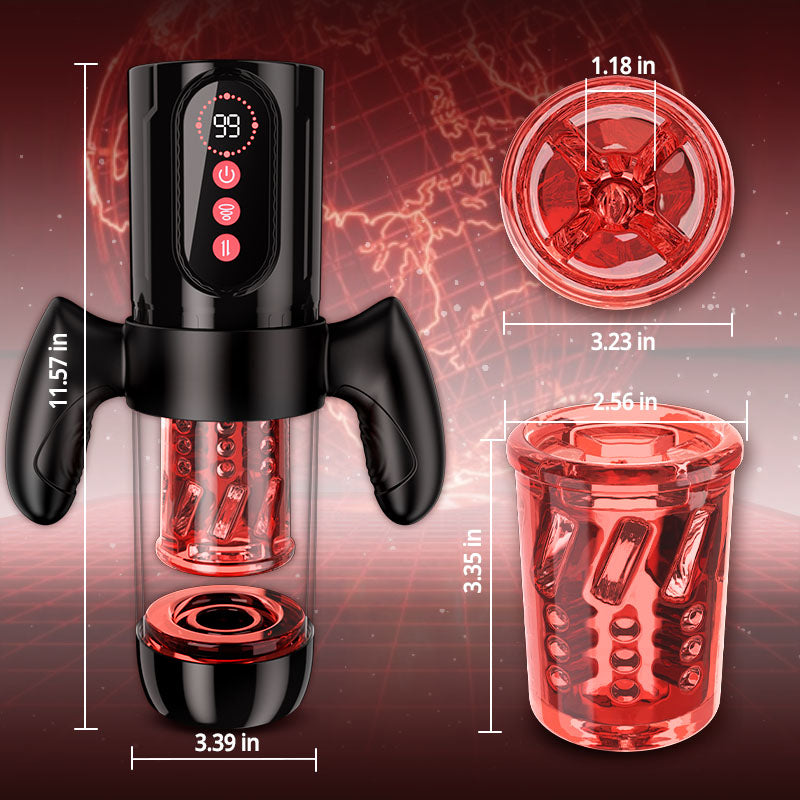 Terminator - Telescopic Rotating Male Masturbator - 9 Modes Sucking Thrusting with Handle Masturbation Cup