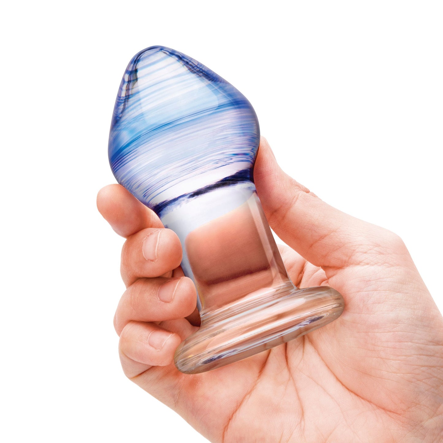 Glas Pleasure Droplets (Blue and White Swirl) – 3-Piece Glass Anal Training Kit