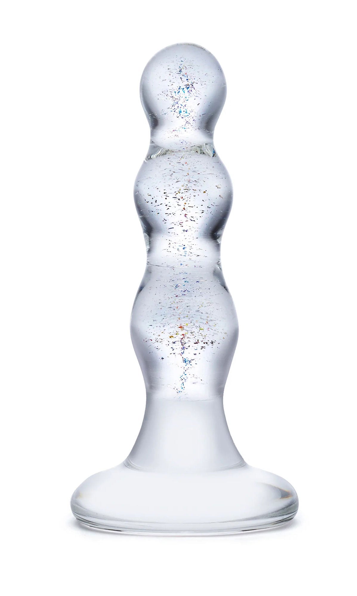 Glas 4 Inch Triple Play Beaded Clear Glass Butt Plug