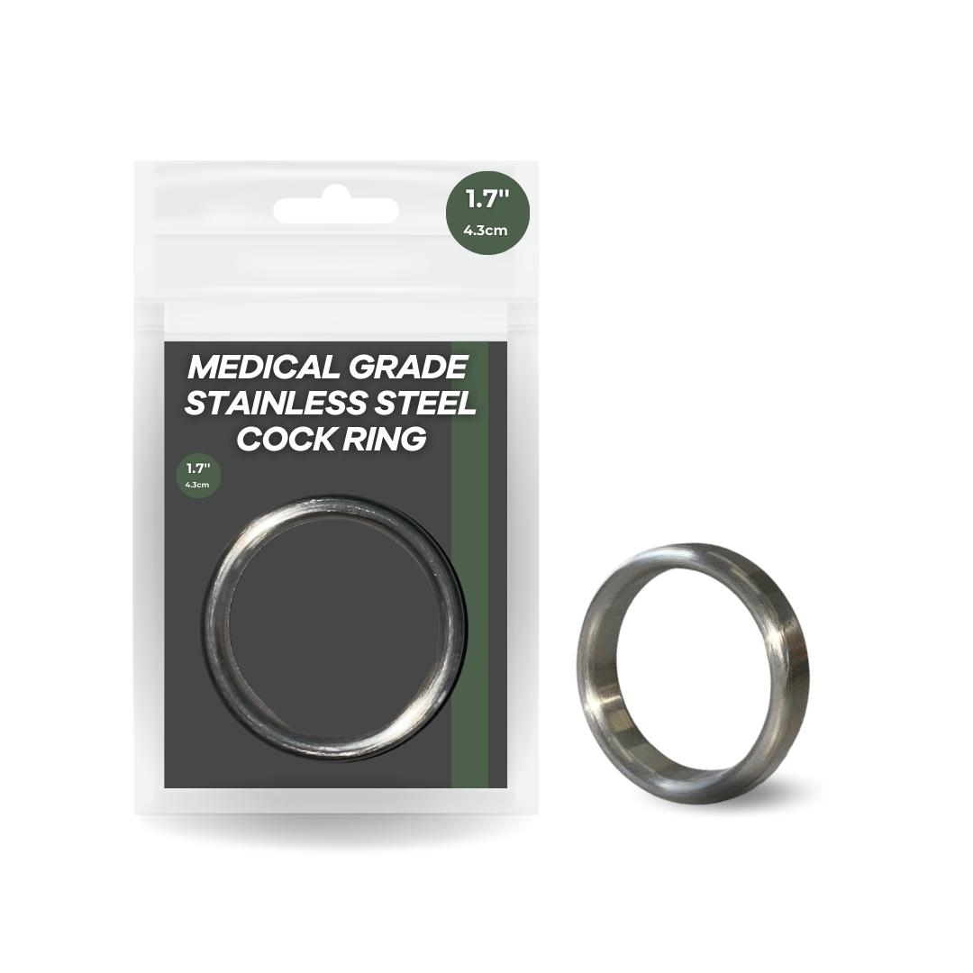 1.7 Inch Medical Grade Stainless Steel Cock Ring Silver 4.3 cm Diameter